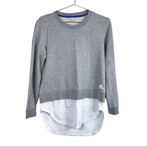 Adidas Grey Sweatshirt with Mesh Bottom High Low Rounded Hem